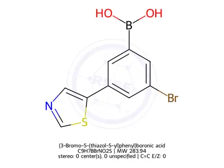 Chemical structure of (3-Bromo-5-(thiazol-5-yl)phenyl)boronic acid