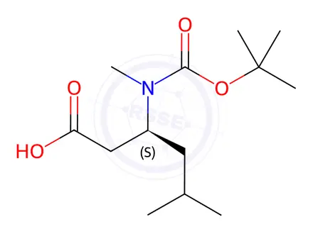 Chemical structure of (3S)-2-(tert-butoxycarbonyl)-5-methyl-3-(methylamino)hexanoic acid