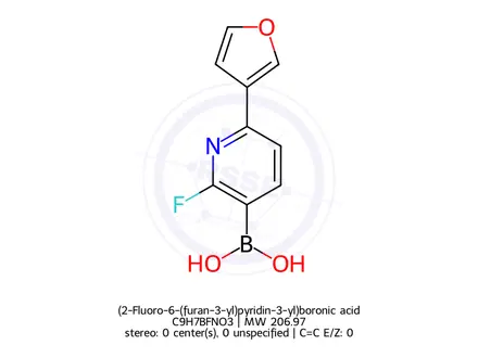 Chemical structure of (2-Fluoro-6-(furan-3-yl)pyridin-3-yl)boronic acid