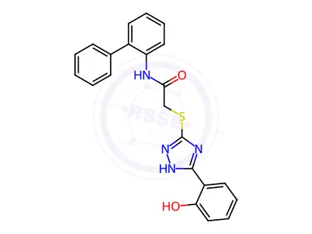 Chemical structure of N-([1,1'-Biphenyl]-2-yl)-2-((3-(2-hydroxyphenyl)-1H-1,2,4-triazol-5-yl)thio)acetamide