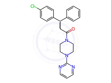 Chemical structure of β-(p-Chlorophenyl)phenethyl 4-(2-pyrimidinyl)-1-piperazinyl ketone