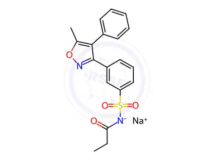 Chemical structure of N-((3-(5-methyl-4-phenylisoxazol-4-yl)phenyl)sulfonyl)propionamide
