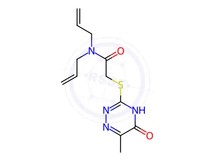 Chemical structure of N,N-Diallyl-2-((6-methyl-5-oxo-4,5-dihydro-1,2,4-triazin-3-yl)thio)acetamide