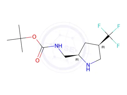 Chemical structure of Tert-butyl (((2R,4R)-4-(trifluoromethyl)pyrrolidin-2-yl)methyl)carbamate