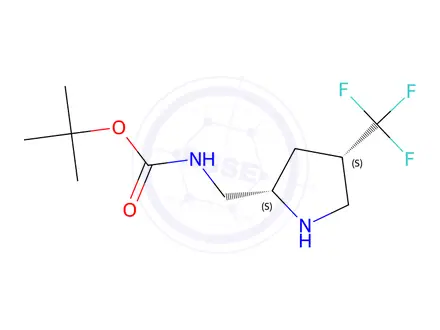 Chemical structure of Tert-butyl (((2S,4S)-4-(trifluoromethyl)pyrrolidin-2-yl)methyl)carbamate