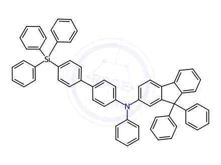 Chemical structure of N,9,9-triphenyl-N-(4'-(triphenylsilyl)-[1,1'-biphenyl]-4-yl)-9H-fluoren-2-amine