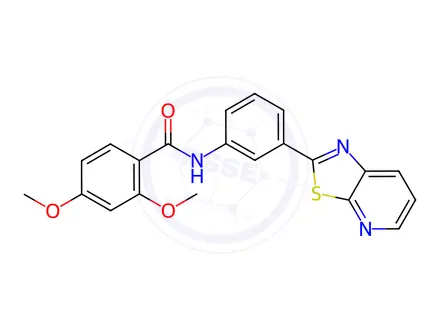 Chemical structure of 2,4-dimethoxy-N - (3-thiazolo [5,4-b] pyridin-2-ylphenyl) benzamide