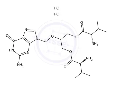 Chemical structure of Ganciclovir Bisvaline Ester DiHCl