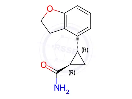 Chemical structure of (1R,2R)-2-(2,3-Dihydrobenzofuran-4-yl)cyclopropane-1-carboxamide