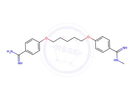 Chemical structure of 4-((5-(4-carbamimidoylphenoxy)pentyl)oxy)-N-methylbenzimidamide