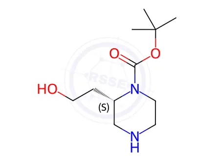 Chemical structure of (S)-tert-Butyl 2-(2-hydroxyethyl)-piperazine-1-carboxylate