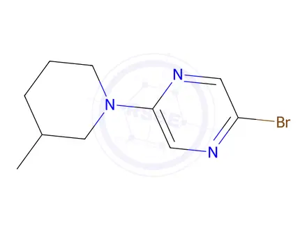 Chemical structure of 2-Bromo-5-(3-methylpiperidin-1-yl)pyrazine