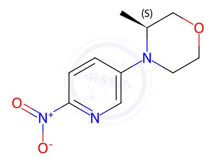 Chemical structure of (3S)-3-methyl-4-(6-nitro-3-pyridyl)morpholine
