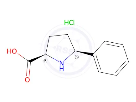 Chemical structure of (2R,5S)-5-Phenylpyrrolidine-2-carboxylic acid hydrochloride