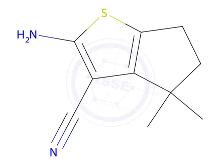 Chemical structure of 2-Amino-4,4-dimethyl-4H,5H,6H-cyclopenta[b]thiophene-3-carbonitrile
