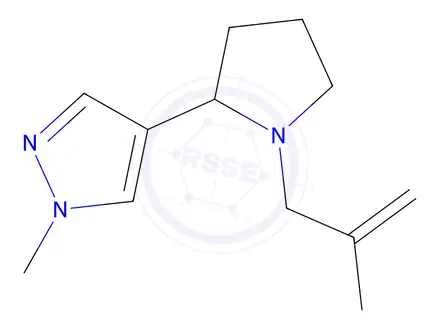 Chemical structure of 1-methyl-4-[1-(2-methylprop-2-en-1-yl)pyrrolidin-2-yl]-1H-pyrazole
