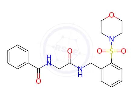 Chemical structure of N-(2-((2-(Morpholinosulfonyl)benzyl)amino)-2-oxoethyl)benzamide