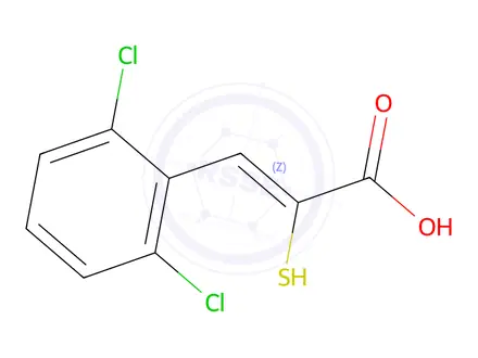 Chemical structure of (Z)-3-(2,6-Dichlorophenyl)-2-mercaptoacrylic acid