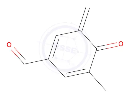 Chemical structure of 1,5-Cyclohexadiene-1-carboxaldehyde, 5-methyl-3-methylene-4-oxo-(9CI)