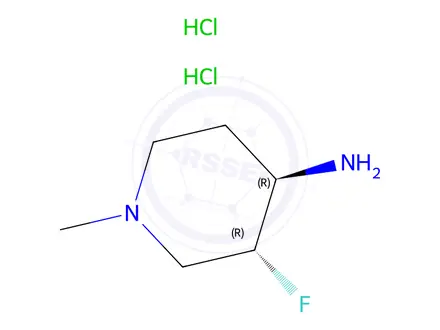 Chemical structure of (3R,4R)-3-fluoro-1-methyl-piperidin-4-amine;dihydrochloride