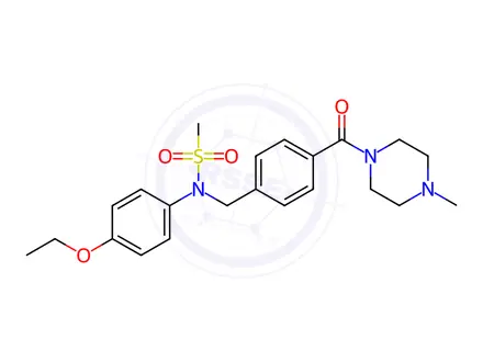 Chemical structure of N-(4-ethoxyphenyl)-N-[[4-(4-methylpiperazine-1-carbonyl)phenyl]methyl]methanesulfonamide