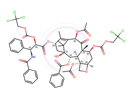 Chemical structure of 2’,7-Bis-O-{[(2,2,2,-Trichloroethyl)oxy]carbonyl Paclitaxel
