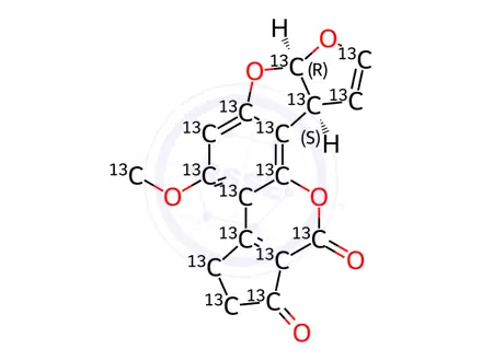 Chemical structure of Aflatoxin B1-[13C17] in acetonitrile