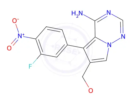 Chemical structure of 5-(3-Fluoro-4-nitrophenyl)-6-(methoxymethyl)pyrrolo[2,1-f][1,2,4]triazin-4-amine