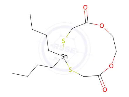 Chemical structure of 8,8-dibutyl-1,4-dioxa-7,9-dithia-8-stannacycloundecane-5,11-dione