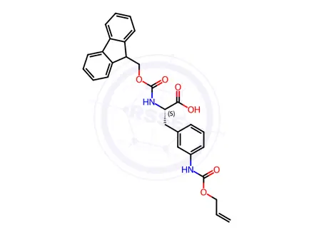 Chemical structure of (2S)-2-({[(9H-fluoren-9-yl)methoxy]carbonyl}amino)-3-(3-{[(prop-2-en-1-yloxy)carbonyl]amino}phenyl)propanoic acid