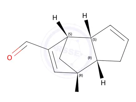 Chemical structure of 4,7-Methano-1H-indene-5-carboxaldehyde, 3a,4,7,7a-tetrahydro-, (3aalpha,4alpha,7alpha,7aalpha)-(9CI)