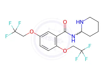 Chemical structure of N-(piperidin-2-yl)-2,5-bis(2,2,2-trifluoroethoxy)benzamide