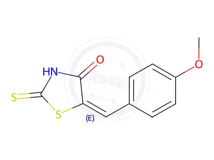 Chemical structure of (5E)-2-Mercapto-5-(4-methoxybenzylidene)-1,3-thiazol-4(5H)-one