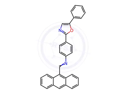 Chemical structure of N-(Anthracen-9-ylmethylene)-4-(5-phenyloxazol-2-yl)aniline