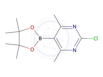 Chemical structure of 2-Chloro-4,6-dimethyl-5-(4,4,5,5-tetramethyl-1,3,2-dioxaborolan-2-yl)pyrimidine
