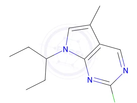 Chemical structure of 2-Chloro-5-methyl-7-(pentan-3-yl)-7H-pyrrolo[2,3-d]pyrimidine