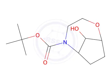 Chemical structure of Rel-tert-butyl 9-hydroxy-2-oxa-5-azabicyclo[4.2.1]nonane-5-carboxylate