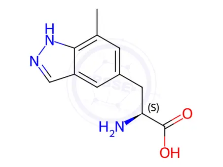 Chemical structure of (S)-2-amino-3-(7-methyl-1H-indazol-5-yl)propanoic acid