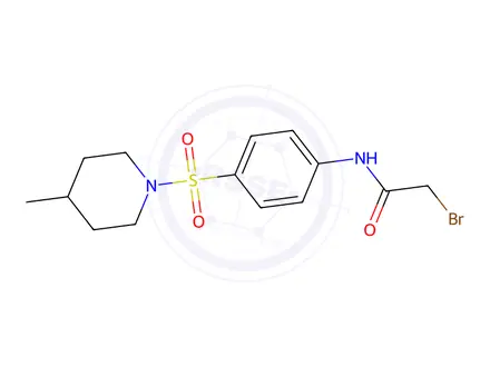 Chemical structure of 1138445-72-3 2-Bromo-N-{4-[(4-methyl-1-piperidinyl)sulfonyl]-phenyl}acetamide 9148AC C14H19BrN2O3S