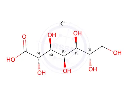 Chemical structure of (2xi)-D-gluco-heptonic acid, potassium salt