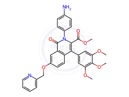 Chemical structure of 2-(4-Aminophenyl)-1,2-dihydro-1-oxo-7-(2-pyridinylmethoxy)-4-(3,4,5-trimethoxyphenyl)-3-isoquinolinecarboxylic Acid Methyl Ester Dihydrochloride