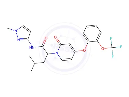 Chemical structure of 4-Methyl-2-(2-oxo-4-(2-(trifluoromethoxy)phenoxy)pyridin-1(2H)-yl)pentanoic acid