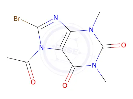 Chemical structure of 1H-Purine-2,6-dione, 7-acetyl-8-bromo-3,7-dihydro-1,3-dimethyl-