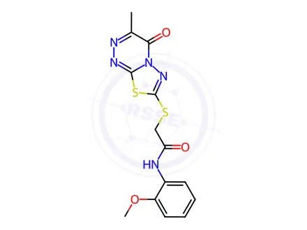 Chemical structure of N-(2-Methoxyphenyl)-2-((3-methyl-4-oxo-4H-[1,3,4]thiadiazolo[2,3-c][1,2,4]triazin-7-yl)thio)acetamide