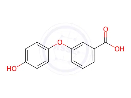 Chemical structure of 3-(4-Hydroxyphen-oxy)benzoic acid (Permethrin Metabolite PBA-OH)