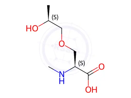 Chemical structure of O-((S)-2-hydroxypropyl)-N-methyl-L-serine