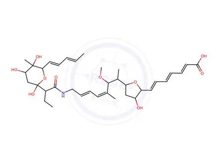 Chemical structure of 2,4,6-Heptatrienoic acid, 7-(tetrahydro-3-hydroxy-5-(2-methoxy-1,3-dimethyl-7-((1-oxo-2-(tetrahydro-2,4,5-trihydroxy-5-methyl-6-(1,3-pentadienyl)-2H-pyran-2-yl)butyl)amino)-3,5-hep