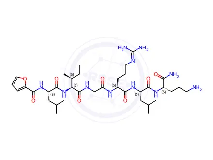 Chemical structure of N-((4S,7S,10S,16S,19S)-1-Amino-16-((S)-sec-butyl)-4-carbamoyl-10-(3-guanidinopropyl)-7-isobutyl-21-methyl-6,9,12,15,18-pentaoxo-5,8,11,14,17-pentaazadocosan-19-yl)furan-2-carboxamide