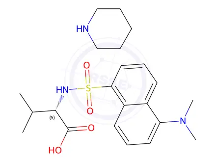 Chemical structure of N-[[5-(dimethylamino)-1-naphthyl]sulphonyl]-L-valine, compound with piperidine (1:1)