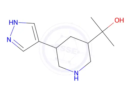 Chemical structure of 2-(5-(1H-pyrazol-4-yl)piperidin-3-yl)propan-2-ol